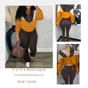 Colorblock Jacket and Leggings Set